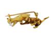 14K GOLD ANTIQUE CATS BROOCH WITH NATURAL PEARLS PIC-2