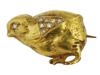 14K GOLD ANTIQUE DIAMONDS CHICKEN JEWELRY BROOCH PIC-0