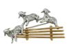 14K GOLD AND DIAMONDS JUMPING SHEEP FIGURAL BROOCH PIC-0