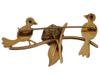 14K GOLD LOVE BIRDS RUBY EYES NATURAL PEARLS BROOCH PIC-1