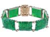 ART DECO MANNER GREEN GLASS SILVER JEWELRY BRACELET PIC-2