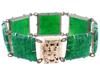 ART DECO MANNER GREEN GLASS SILVER JEWELRY BRACELET PIC-1