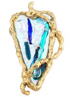 LARGE COSTUME JEWELRY BLUE AND GILT PENDANT