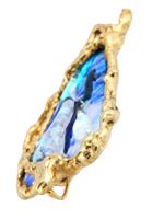 LARGE COSTUME JEWELRY BLUE AND GILT PENDANT