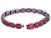 STERLING SILVER RED RHINESTONE TENNIS BRACELET PIC-1