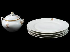 ANTIQUE FRENCH BOYER PORCELAIN PLATES TUREEN SET