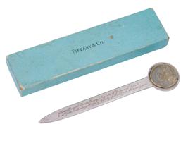 TIFFANY LETTER OPENER GIFTED TO MOSHE DAYAN BY NYC 1968