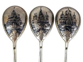 ANTIQUE RUSSIAN SILVER AND NIELLO TEA SPOONS SET