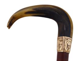 MCCLURE MAGAZINE PRESSED PAPER GOLD HORN WALKING CANE