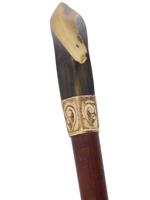 MCCLURE MAGAZINE PRESSED PAPER GOLD HORN WALKING CANE