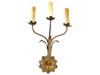 PAIR OF BRASS ELECTRICAL WALL SCONCES WITH FLOWERS PIC-3