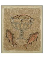 ANCIENT BYZANTINE EMPIRE SUPERB STONE MOSAIC OF FISH