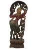 ANTIQUE INDIAN KHAJURAHO CARVED WOOD NYMPH SCULPTURE PIC-3