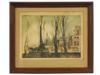 ANTIQUE COLOR ETCHING OF A CITYSCAPE SIGNED AND FRAMED PIC-0