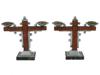 MODERNIST ALUMINUM AND MARBLE CROSS CANDLESTICKS PIC-3