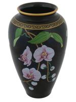 VINTAGE 1986 PORCELAIN VASE W ORCHID BY FRANKLIN MINT