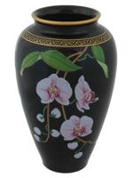 VINTAGE 1986 PORCELAIN VASE W ORCHID BY FRANKLIN MINT