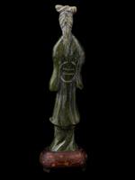 ANTIQUE CHINESE GREEN NEPHRITE GUANYIN FIGURINE