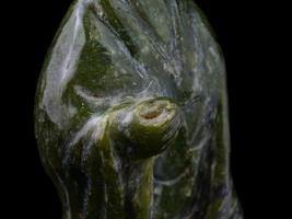 ANTIQUE CHINESE GREEN NEPHRITE GUANYIN FIGURINE