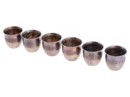 ANTIQUE IRANIAN PAHLEVI SET OF SILVER PLATED CUPS