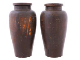 PAIR OF CHINESE BOXWOOD LACQUERED CARVED VASES