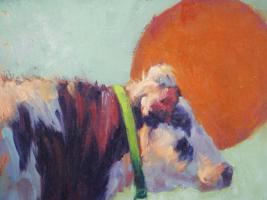 MODERN AMERICAN COW OIL PAINTING BY SUSAN WILLIAMS