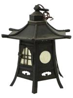 ANTIQUE JAPANESE WROUGHT IRON PAGODA LANTERN