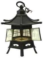 ANTIQUE JAPANESE WROUGHT IRON PAGODA LANTERN