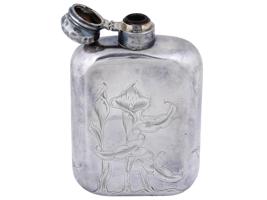 ANTIQUE EARLY 20TH C ENGLISH STERLING SILVER FLASK