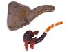 ANTIQUE BLOCK MEERSCHAUM PIPE WITH AN AMBER STEM PIC-1