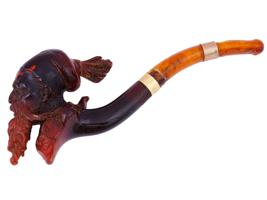 ANTIQUE BLOCK MEERSCHAUM PIPE WITH AN AMBER STEM