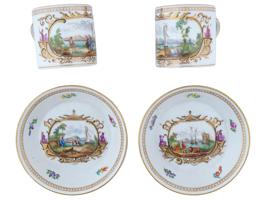 19TH C ANTIQUE RUSSIAN POPOV PORCELAIN TEA SETS