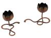 PAIR OF VINTAGE CHINESE METAL LOTUS CANDLE HOLDERS PIC-1