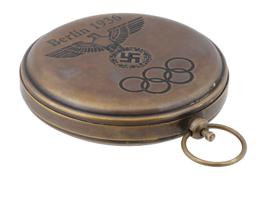 NAZI GERMAN 1936 OLYMPIC GAMES BRASS COMPASS CASE