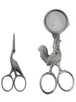 GERMAN SEWING AND EGG SCISSORS STORK AND ROOSTER