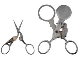 GERMAN SEWING AND EGG SCISSORS STORK AND ROOSTER