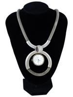 GENEVA 17 JEWELS STAINLESS STEEL NECKLACE WATCH
