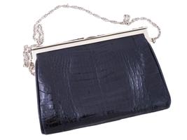 VINTAGE CROCODILE LEATHER CLUTCH BAG ON CHAIN STRAP