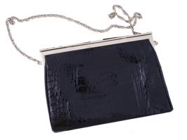 VINTAGE CROCODILE LEATHER CLUTCH BAG ON CHAIN STRAP