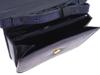 VINTAGE NAVY BLUE LIZARD LEATHER FLAP SHOULDER BAG PIC-7