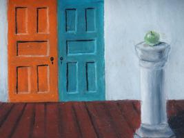 AMERICAN DOORS OIL PAINTING BY GERTRUDE ABERCROMBIE