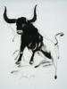 ATTR TO SUNIL DAS INDIAN BULL CHARCOAL PAINTING PIC-1