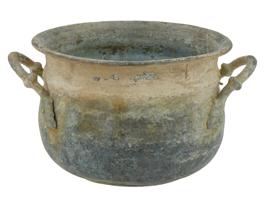 ANCIENT ROMAN PERIOD BRONZE POT WITH TWO HANDLES