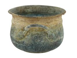 ANCIENT ROMAN PERIOD BRONZE POT WITH TWO HANDLES