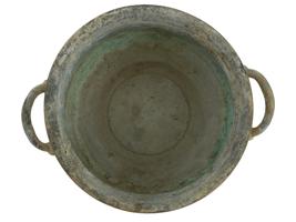 ANCIENT ROMAN PERIOD BRONZE POT WITH TWO HANDLES