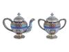 RUSSIAN SILVER ENAMEL FOUR PIECE TEA SET PIC-2