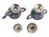 RUSSIAN SILVER ENAMEL FOUR PIECE TEA SET PIC-4