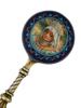 RUSSIAN GILT SILVER ENAMEL SERVING SPOON WITH MINIATURE PIC-4