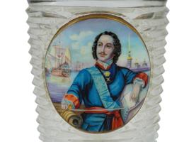 ANTIQUE RUSSIAN IMPERIAL GLASS BEAKER PETER THE GREAT