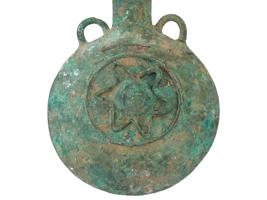 COLLECTION OF ANCIENT BRONZE BRACELETS, FLASK AND TRAY